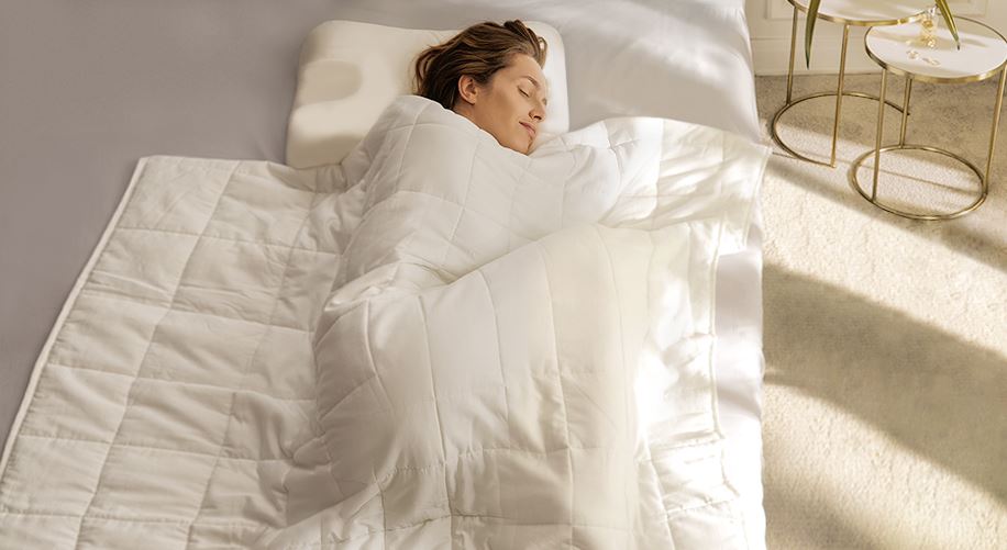 GRAVITY Blanket Manta Pesada para Adultos Weighted Blanket para Dormir Una Excelente Solución para el Estrés Manta con Peso Azul Todo el año Tamaño 150x220 cm 10kg 